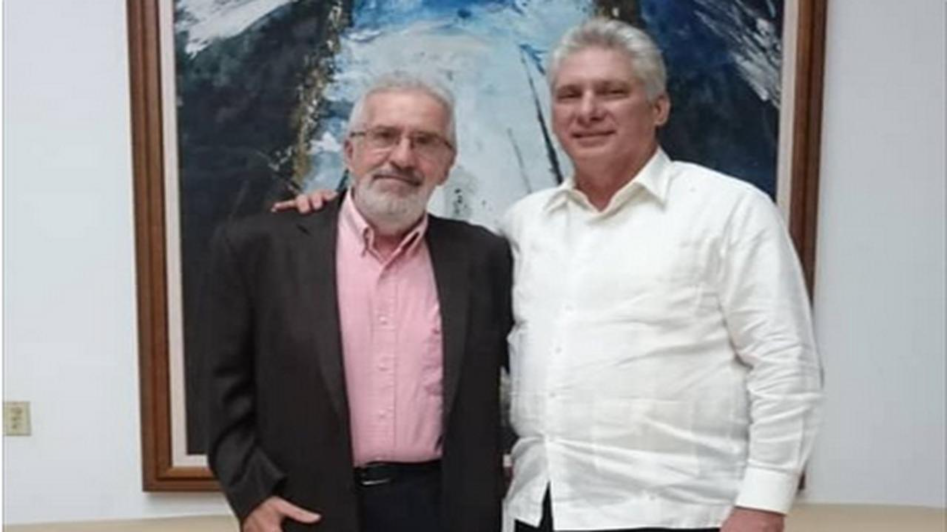 Miguel Diaz Canel junto a Atilio Borón 