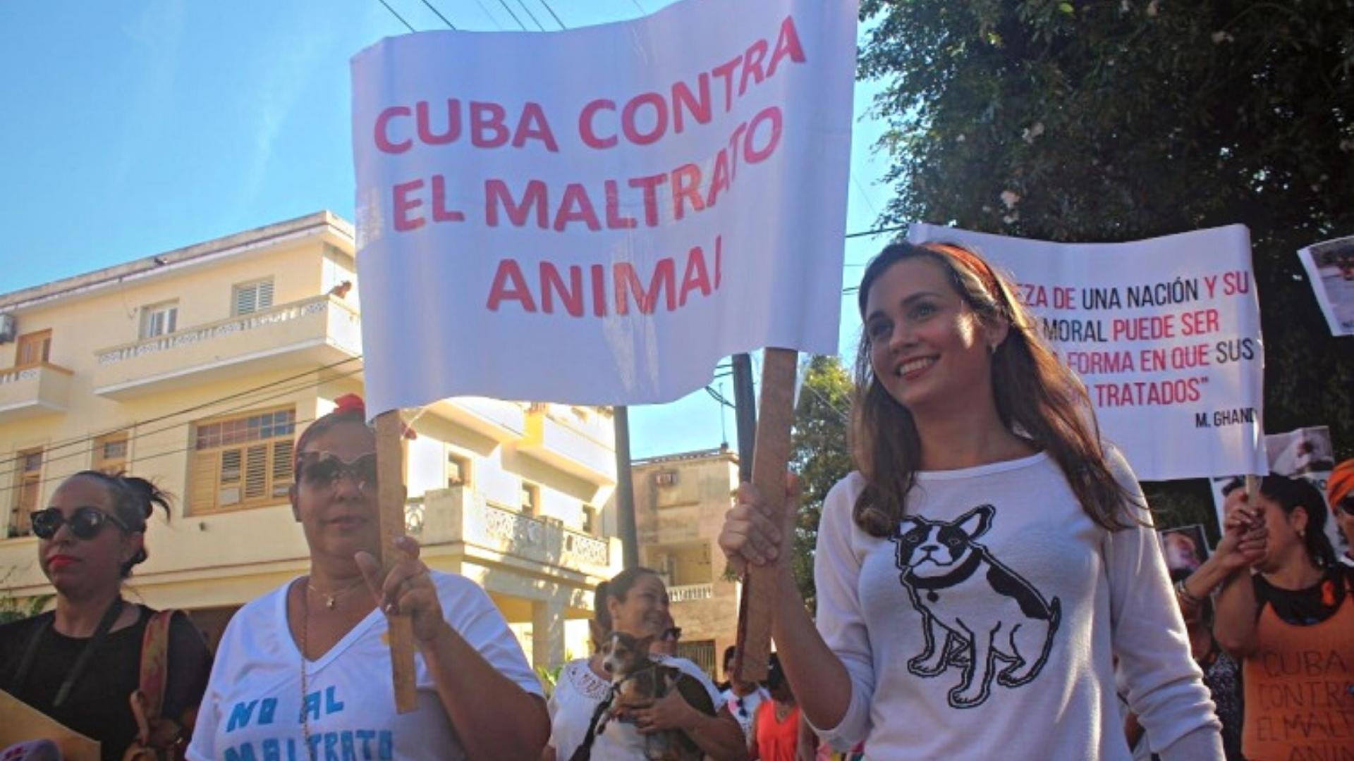 Marcha de animalistas en Cuba. Foto: tomada del perfil en Facebook de Beatriz Batista