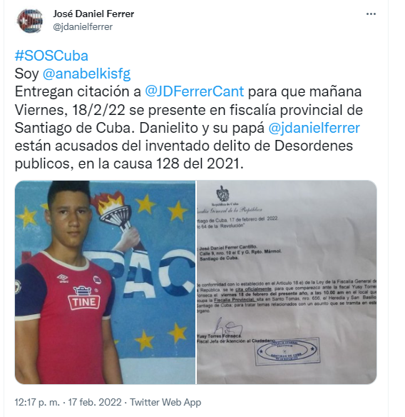 Denuncia de su tía Ana Belkis Ferrer.