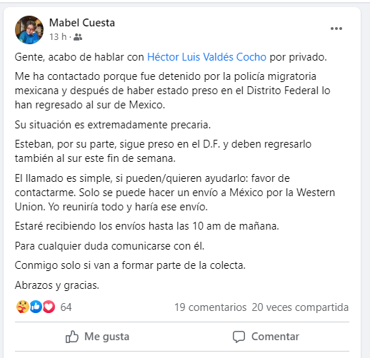 Publicación de Mabel Cuesta.