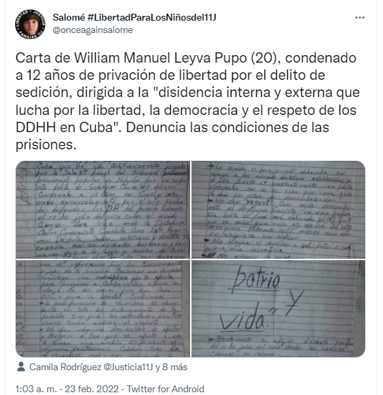 Carta de Leyva Pupo.