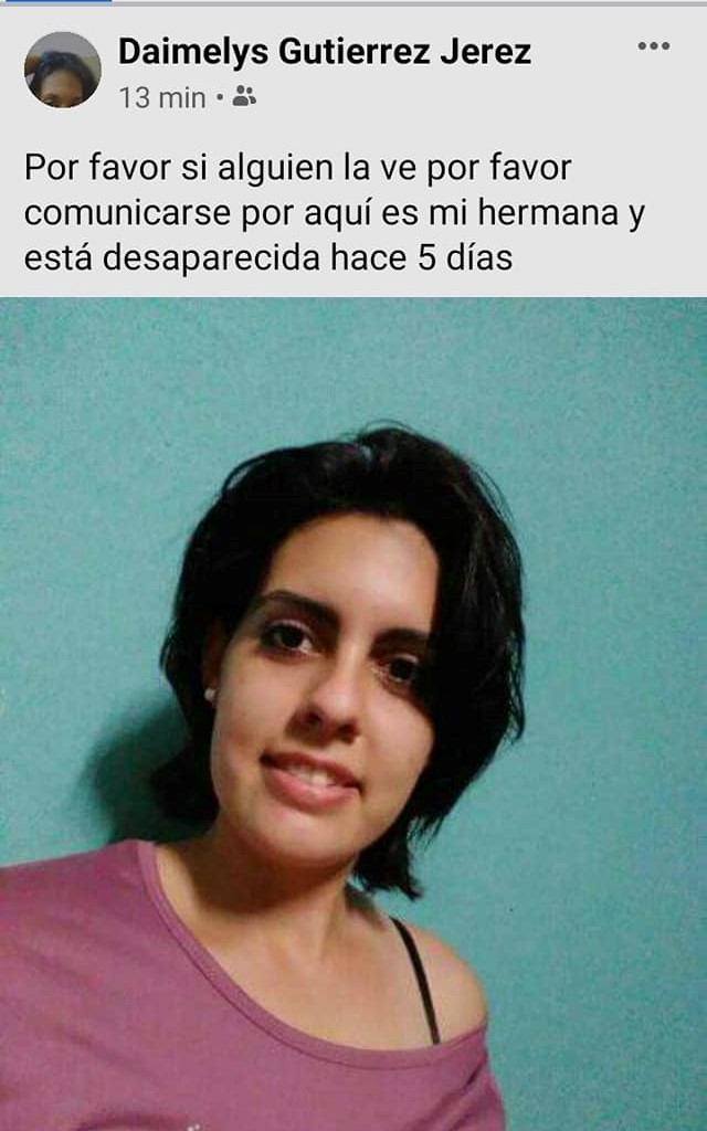 Dianelis Gutiérrez apareció con vida diez días después.