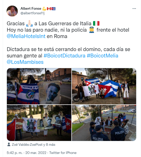 Imágenes de la manifestación contra Meliá en Roma, Italia.