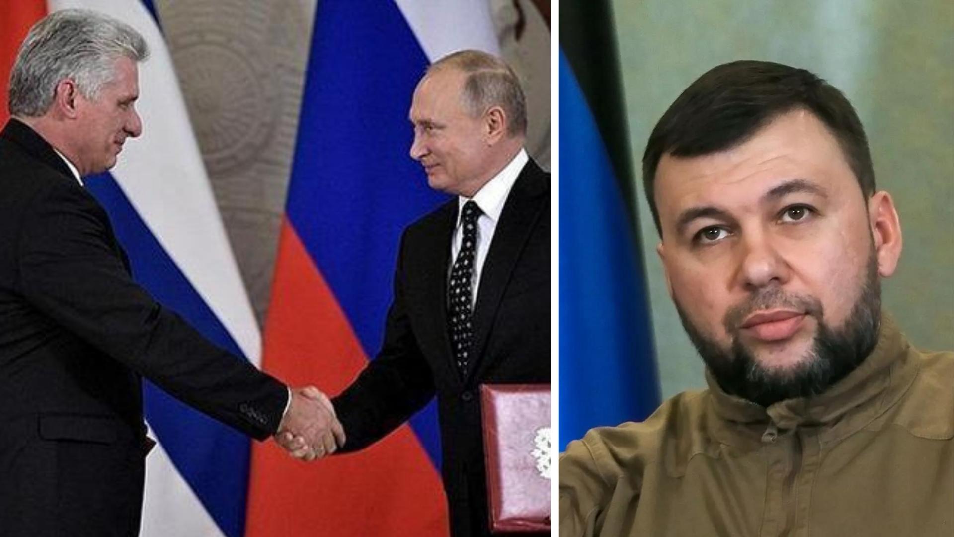 Díaz Canel, Putin y Denís Pushilin