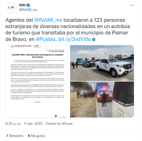 Comunicado del INM.