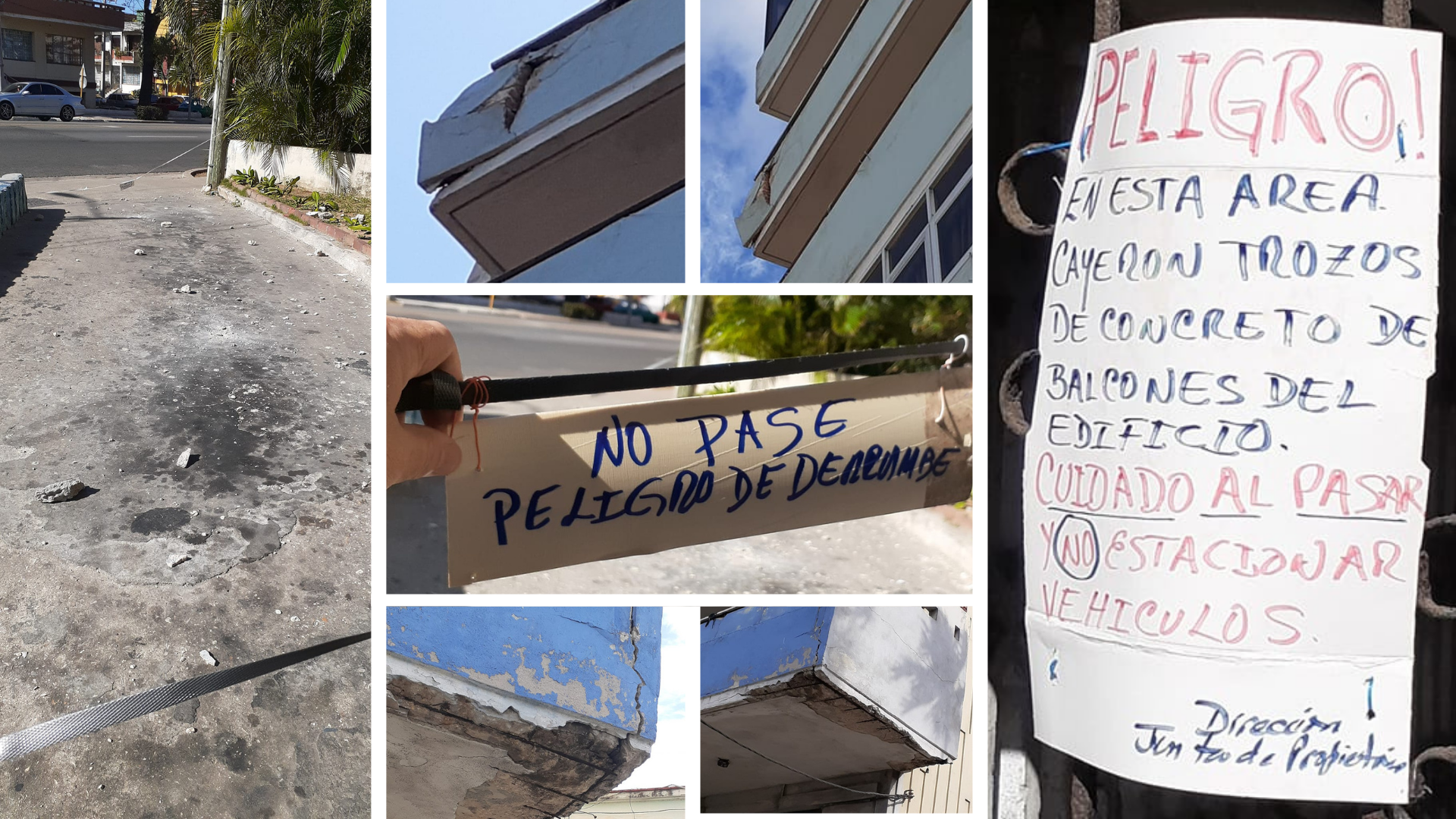 Balcones del edificio Hermanas Giralt en peligro de derrumbe