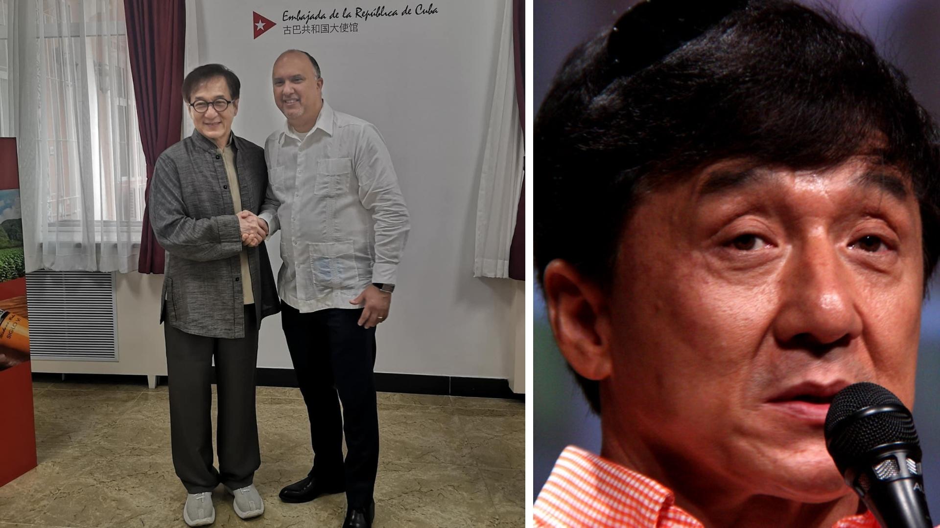 Actor Jackie Chan en Embajada de Cuba en China