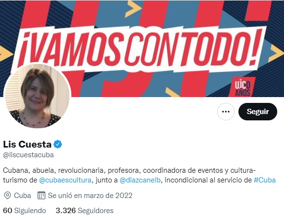 Perfil verificado de Lis Cuesta, primera dama de Cuba