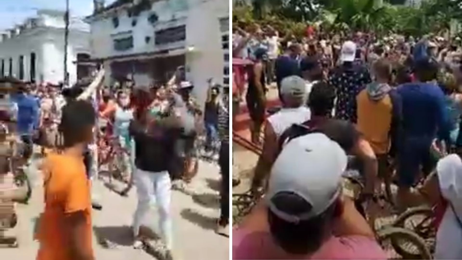 Manifestación del 11J en San Antonio de los Baños. Foto: Captura de pantalla