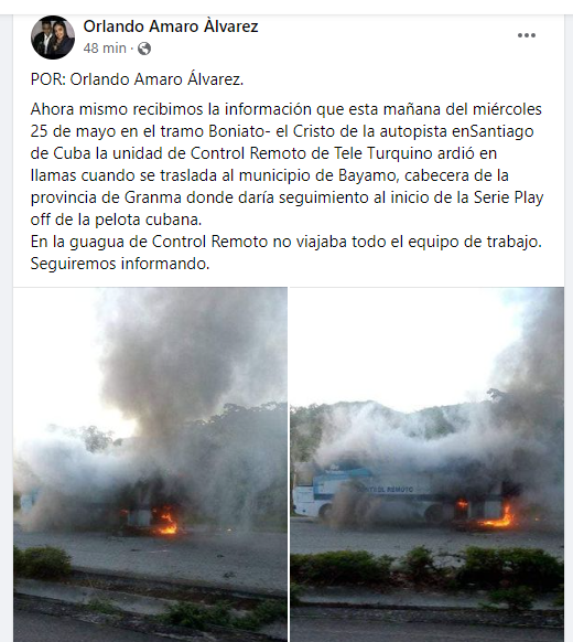 Reporte del periodista Orlando Amaro Álvarez