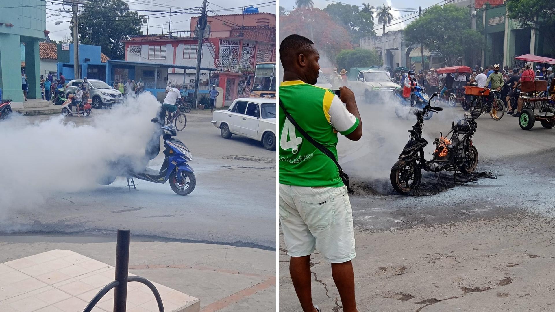 Motorina destruida tras el incendio