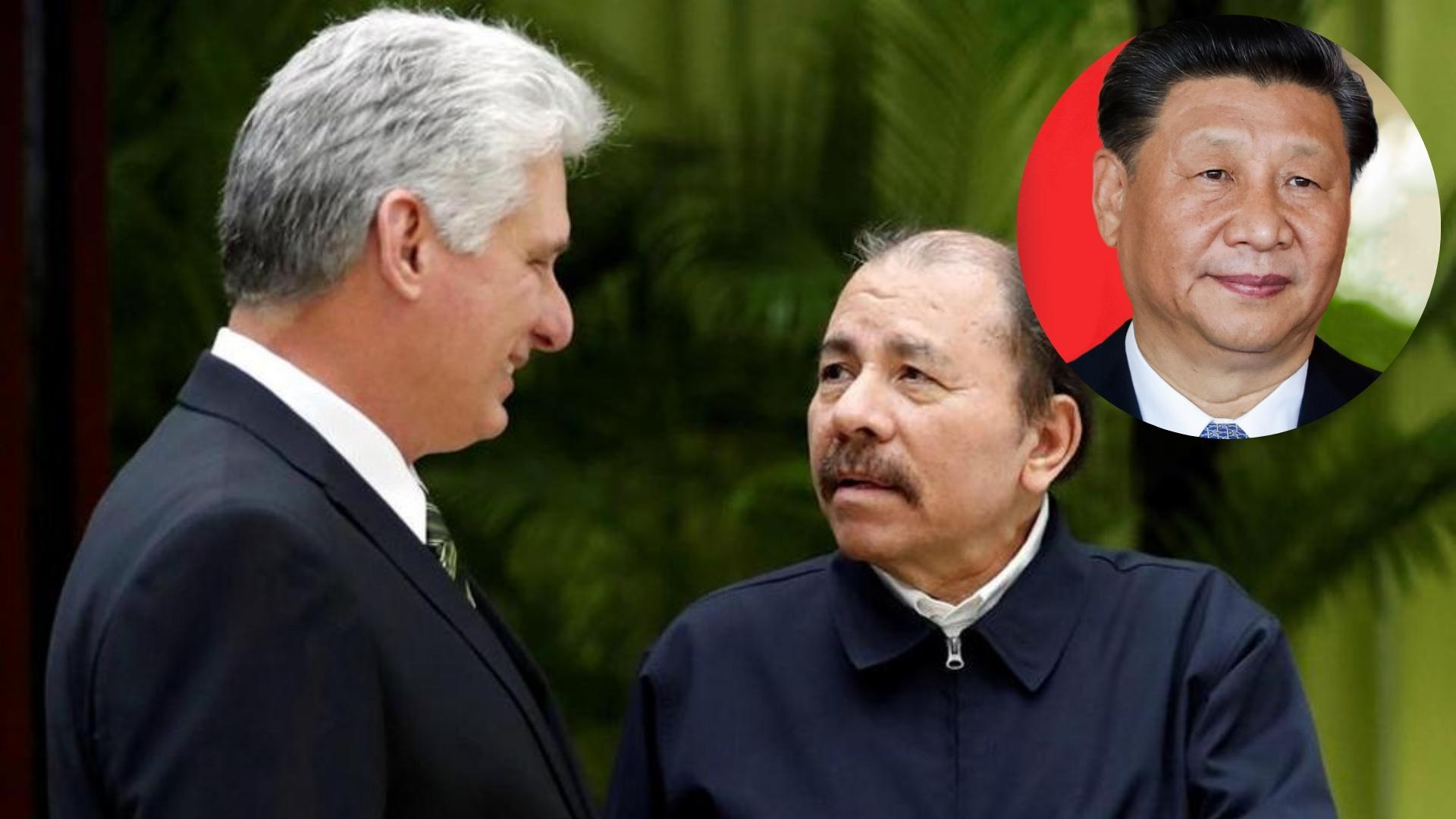 Presidentes autoritarios Díaz-Canel, Daniel Ortega y Xi Jinping. Fotomontaje: ADN Cuba