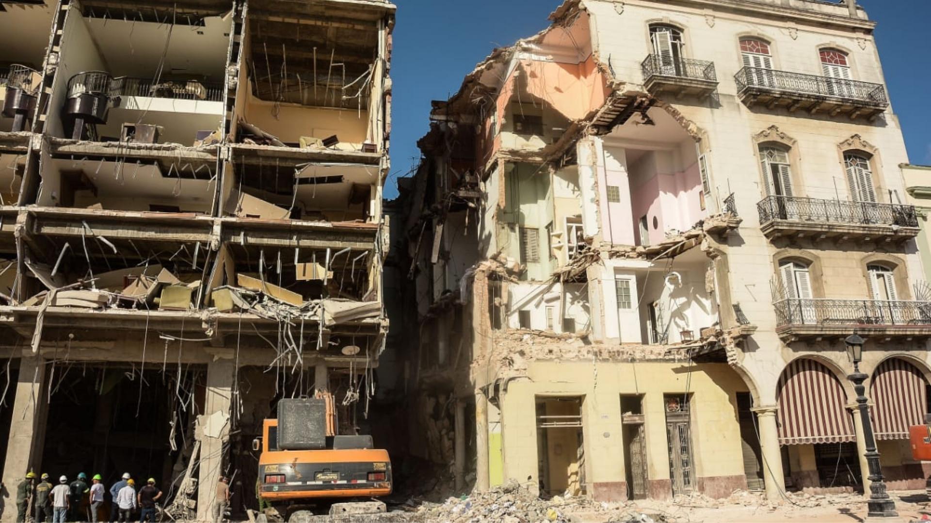 Destrucción en Hotel Saratoga y edificio aledaño.