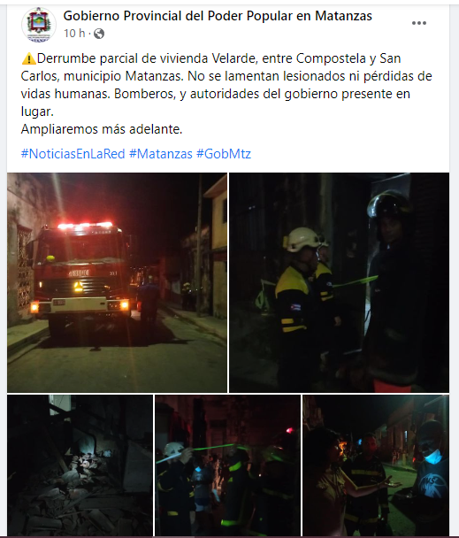 Nota del gobierno provincial de Matanzas.