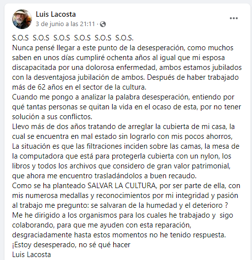 Publicación de Lacosta en Facebook.