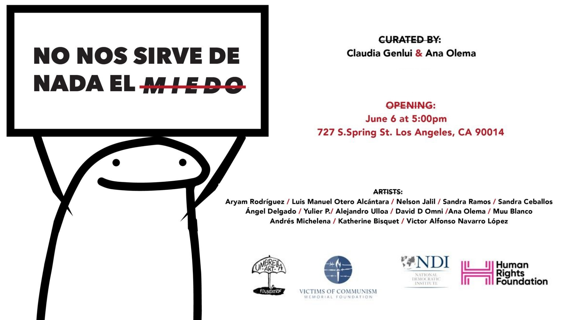 Inaugurarán expo colectiva “No nos sirve de nada el miedo”