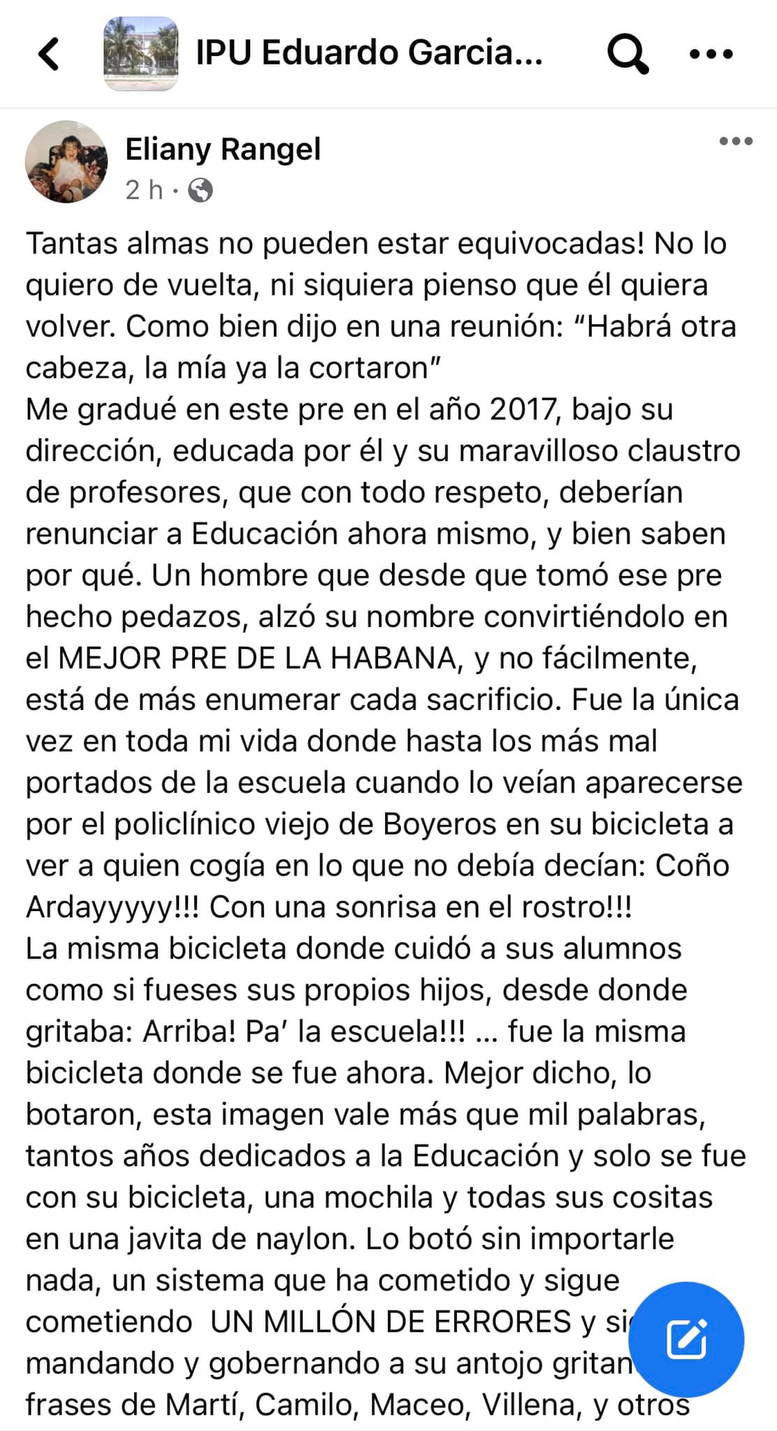 Muestras de apoyo a Prieto González tras la expulsión. Tomado de La Kinkalla TV/Facebook