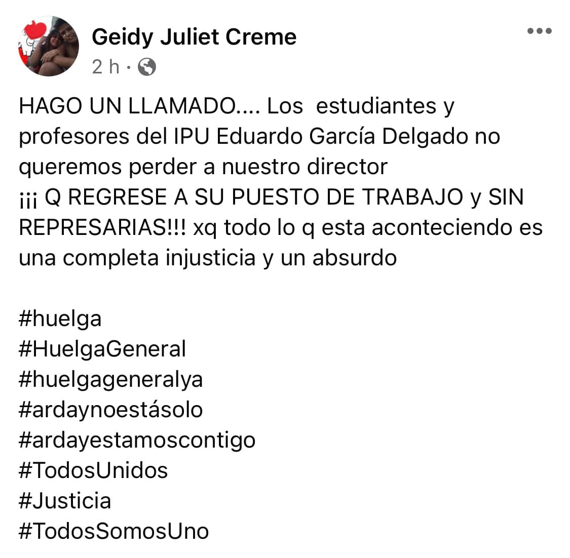 Muestras de apoyo a Prieto González tras la expulsión. Tomado de La Kinkalla TV/Facebook