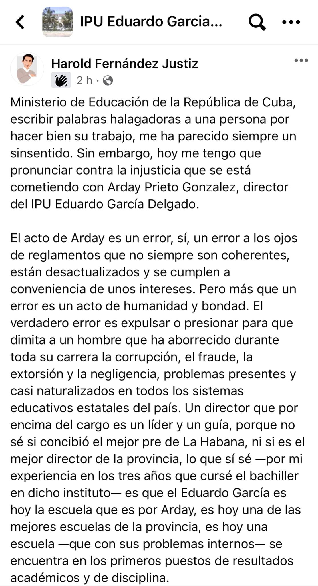 Muestras de apoyo a Prieto González tras la expulsión. Tomado de La Kinkalla TV/Facebook