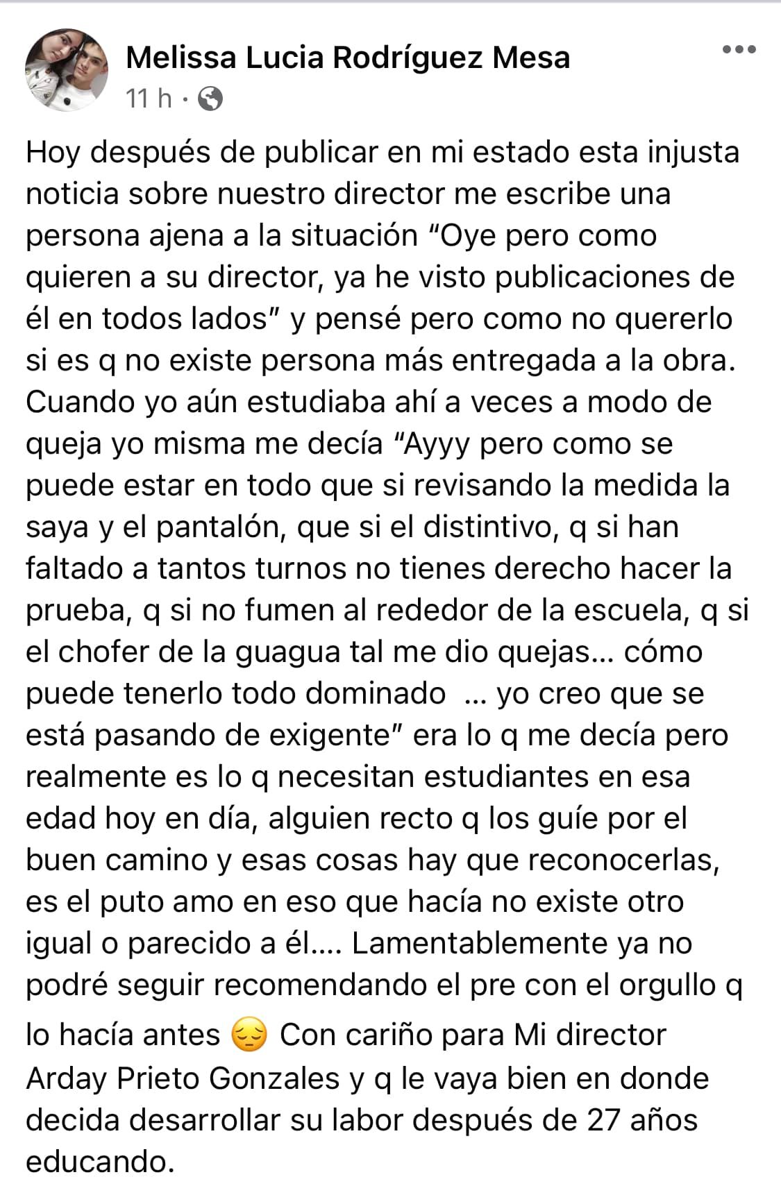 Muestras de apoyo a Prieto González tras la expulsión. Tomado de La Kinkalla TV/Facebook