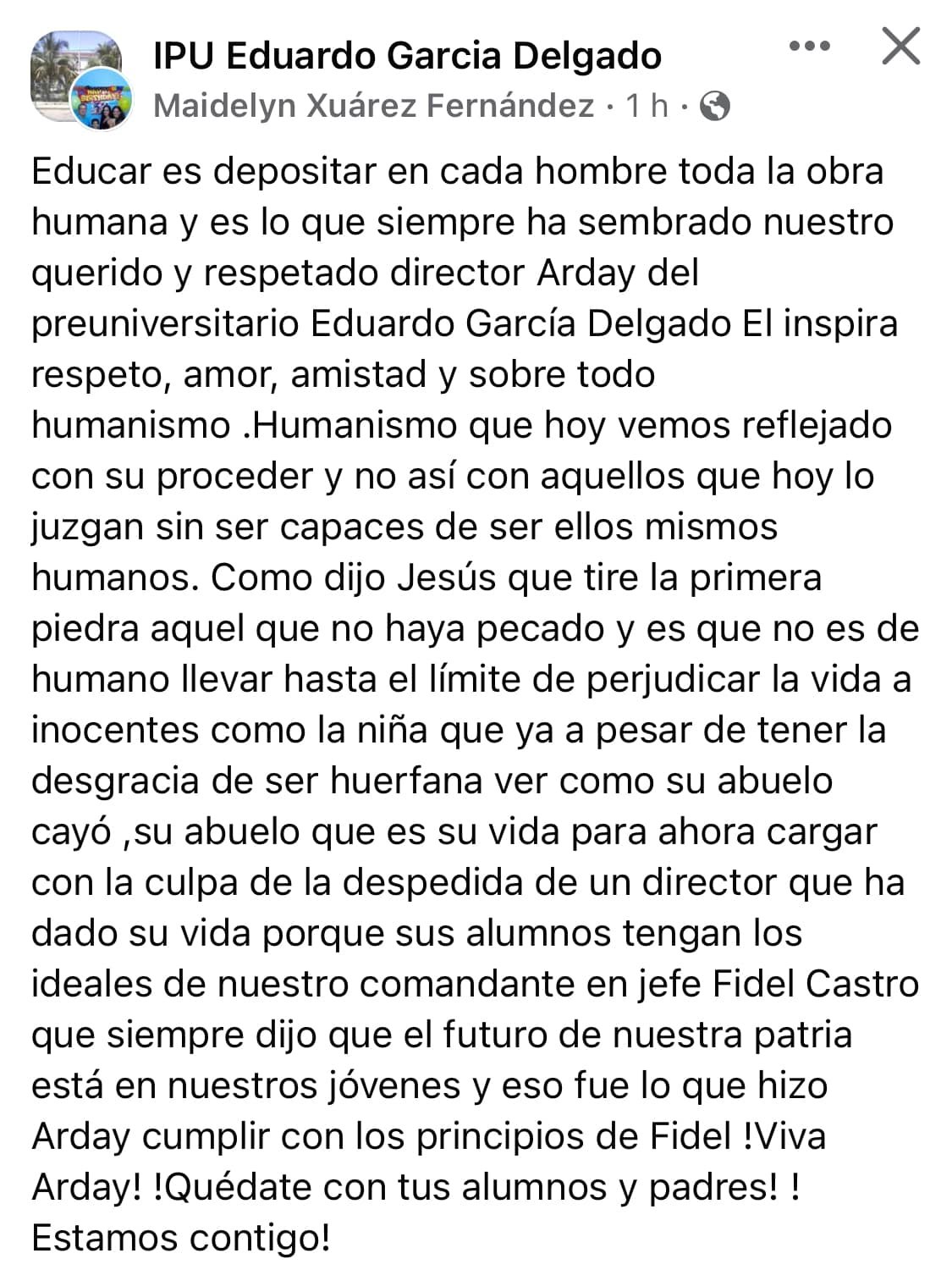 Muestras de apoyo a Prieto González tras la expulsión. Tomado de La Kinkalla TV/Facebook