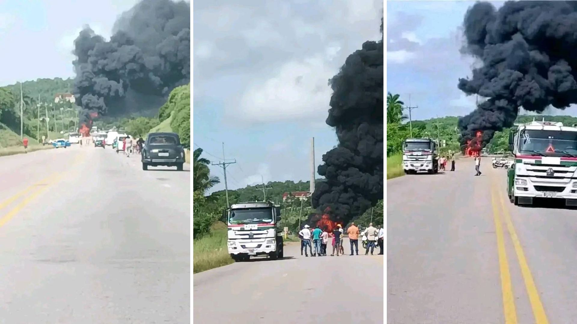 Reportan incendio de pipa con combustible. Foto: Facebook/Charly Boza The Show