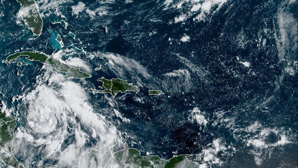 Imagen satelital de El Caribe este domingo 25 de septiembre con tormenta tropical Ian. Foto: Satélite Geocolor/NHC