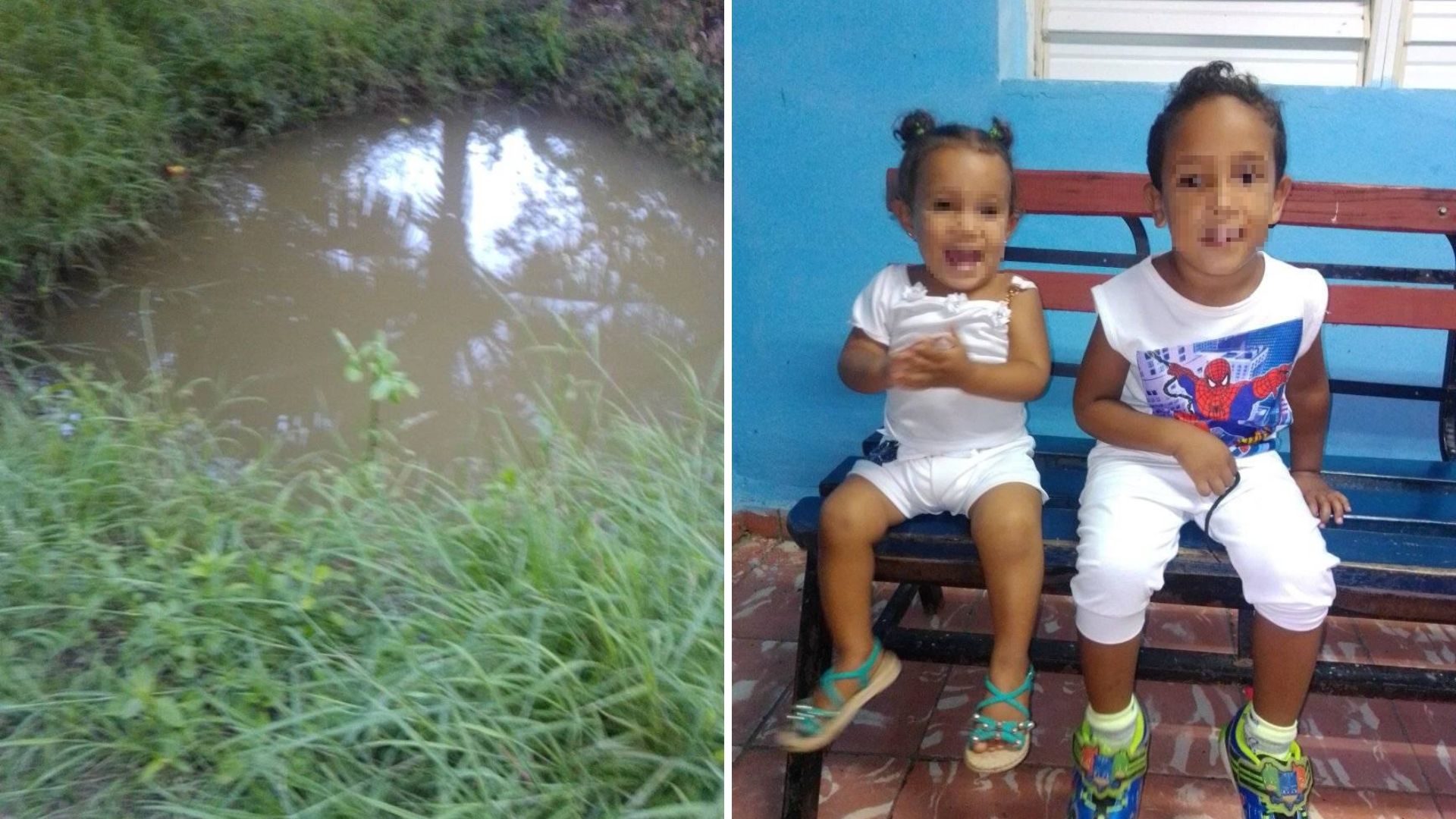 Madre baña a niños con agua de hueco. Foto: Facebook/Leidys Mariam Rodríguez Álvarez