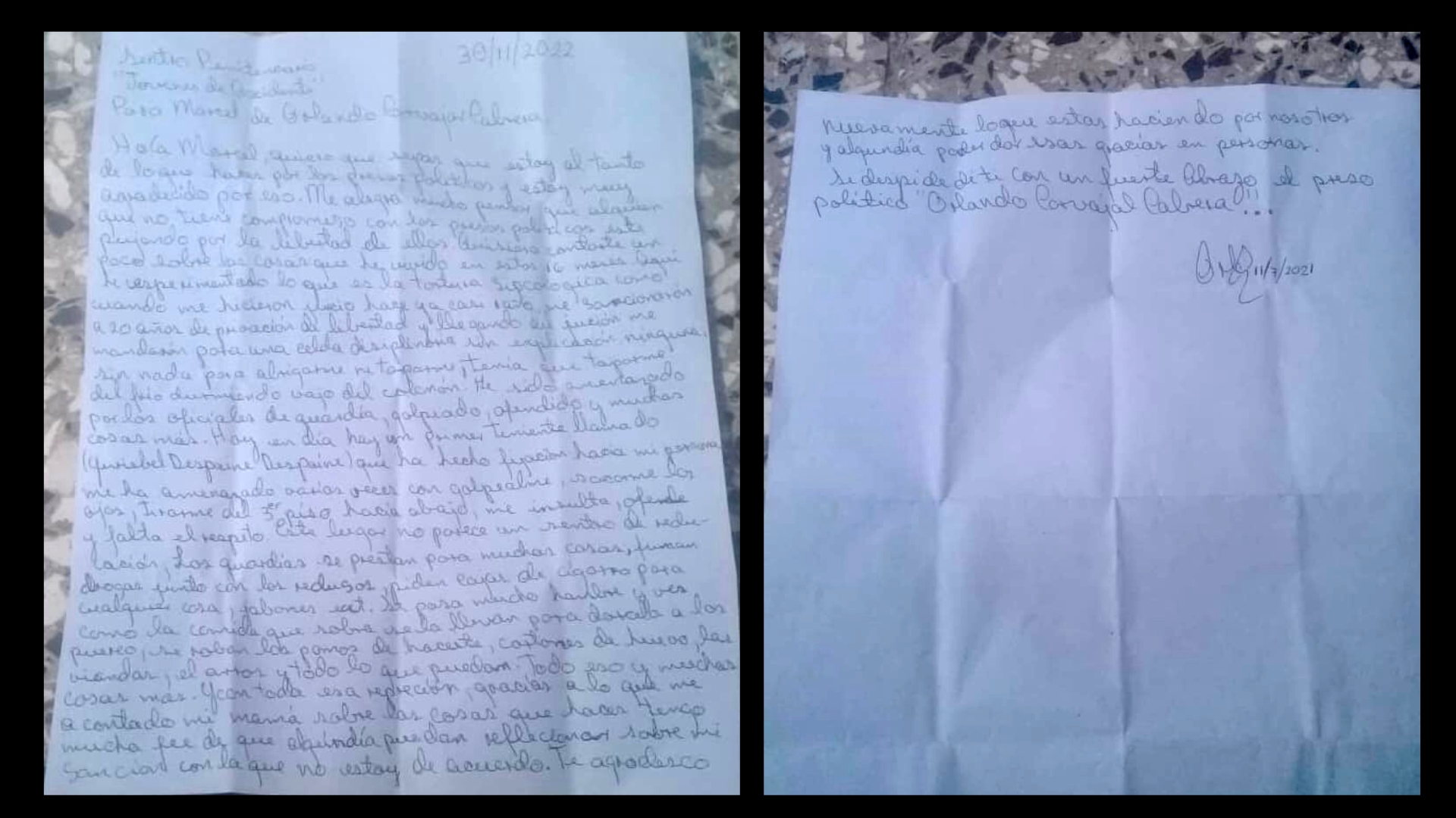 Carta de Orlando Carvajal