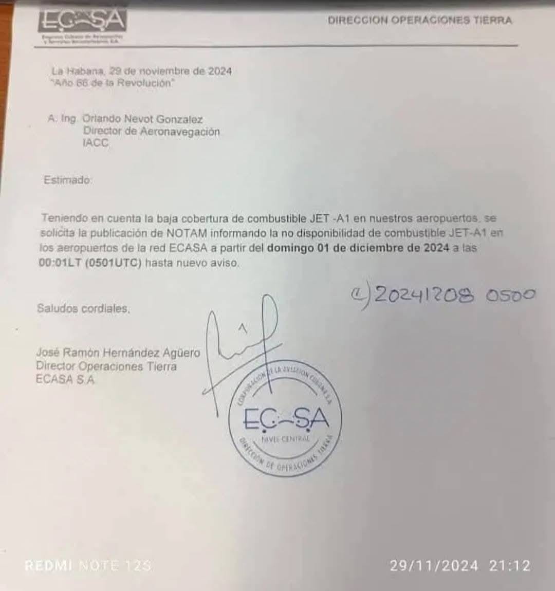 Carta de directivos de ECASA