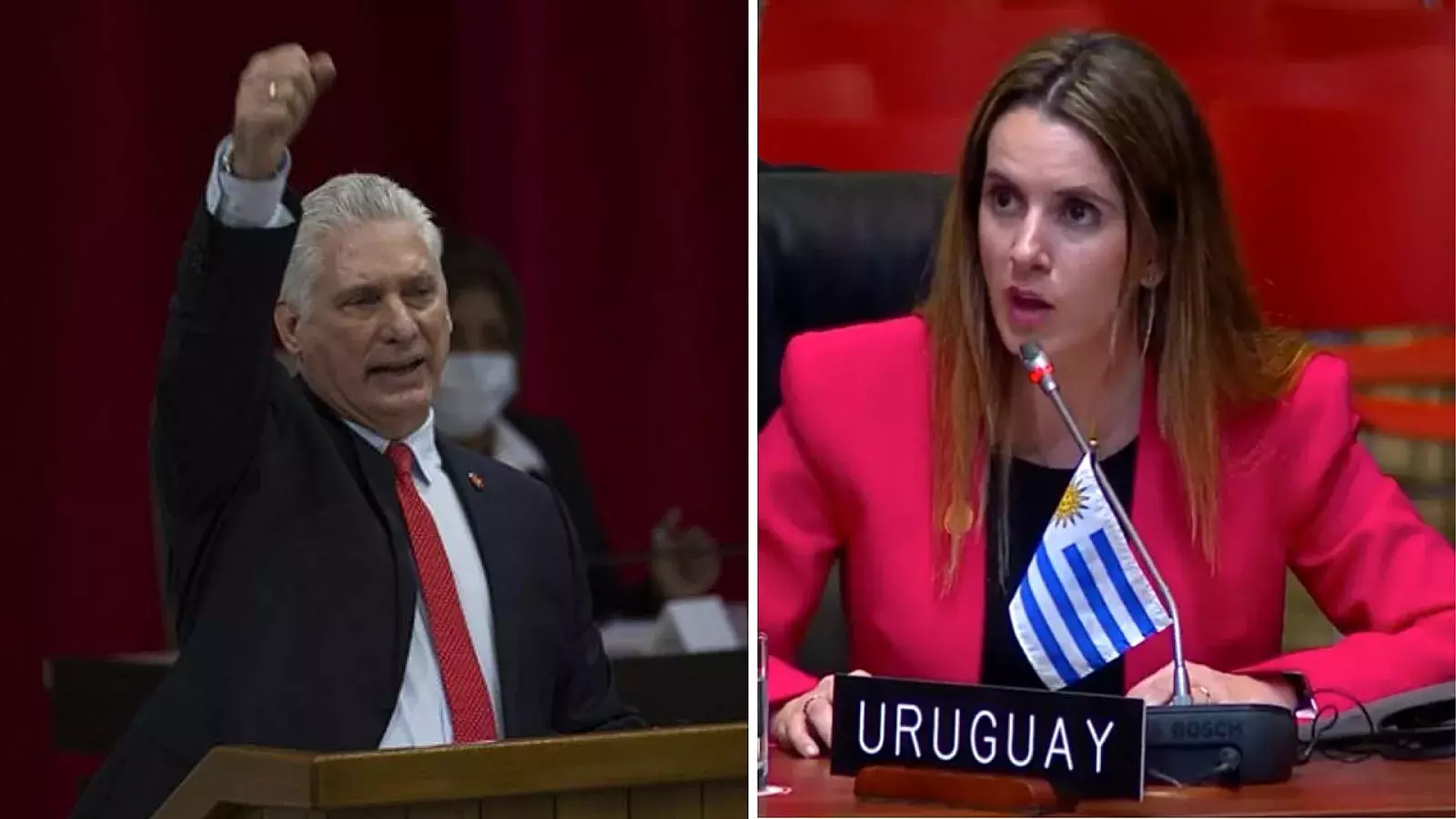 Díaz Canel y vicecanciller de Uruguay