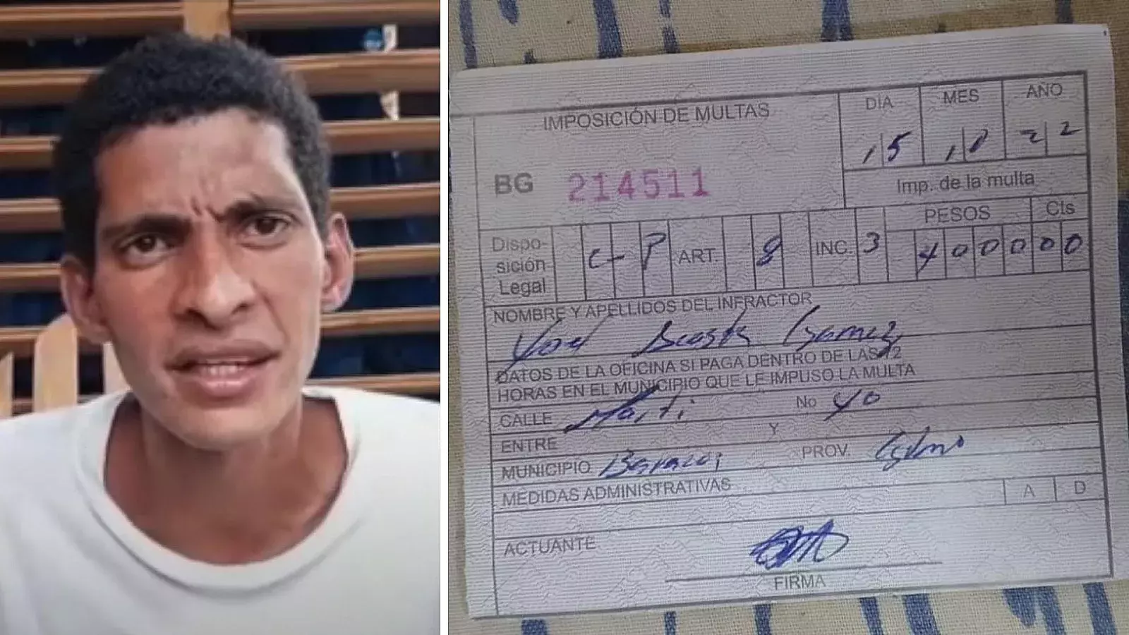 Yoel Acosta Gámez, reportero independiente multado