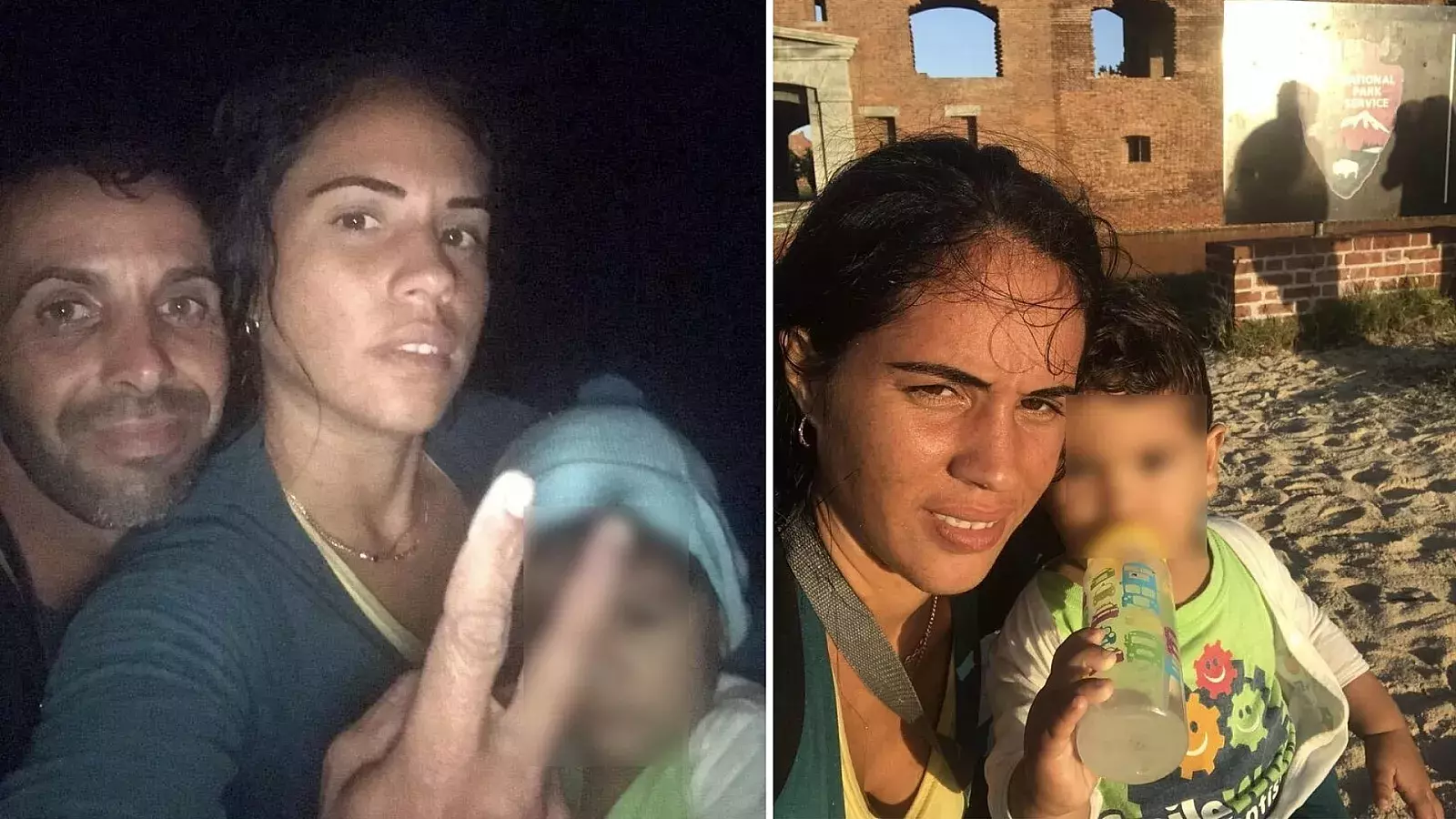 Familia de balseros cubanos y su hijo