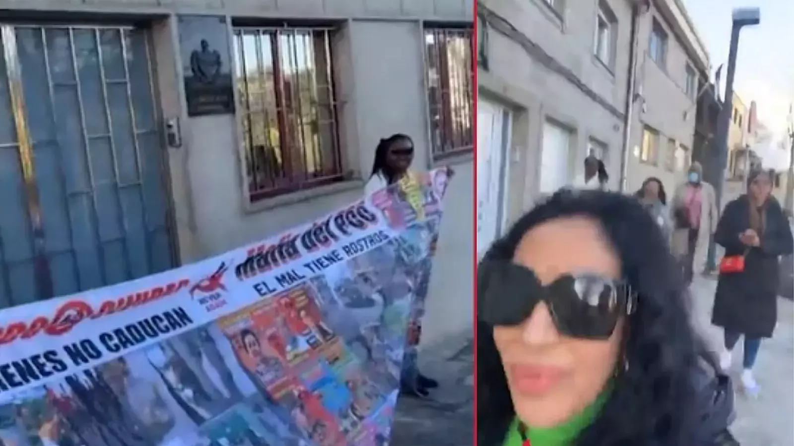 Avana de la Torre y otras activistas en Consulado de Cuba en Santiago de Compostela