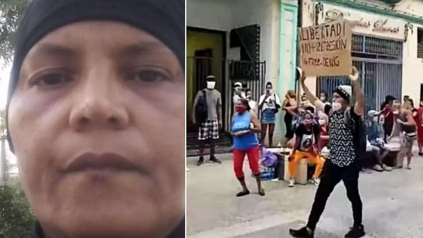 La madre cubana Yindra Elizastigui (derecha) y su hijo, el preso político Luis Robles (izquierda)