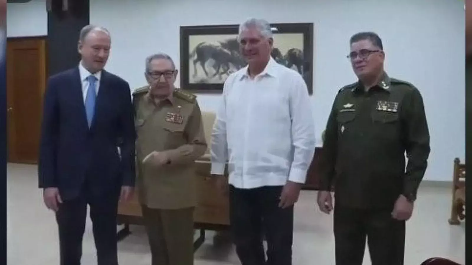 Cúpula castrista junto al General de Ejército Nikolai Patrushev, secretario del Consejo de Seguridad de Rusia