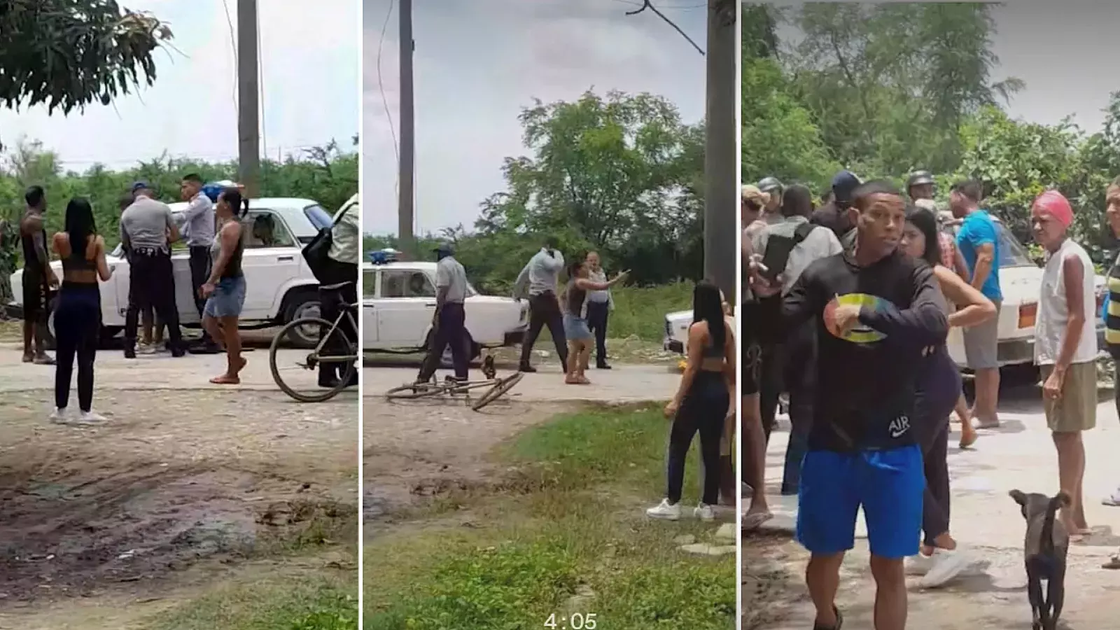 Cubanos enfrentan a policias en Guantánamo.