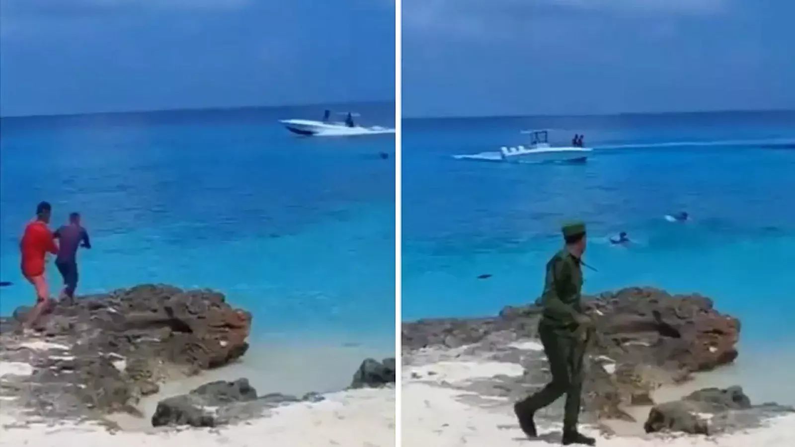 Cubanos nadan hacia lancha rápida ante la mirada de guardacostas