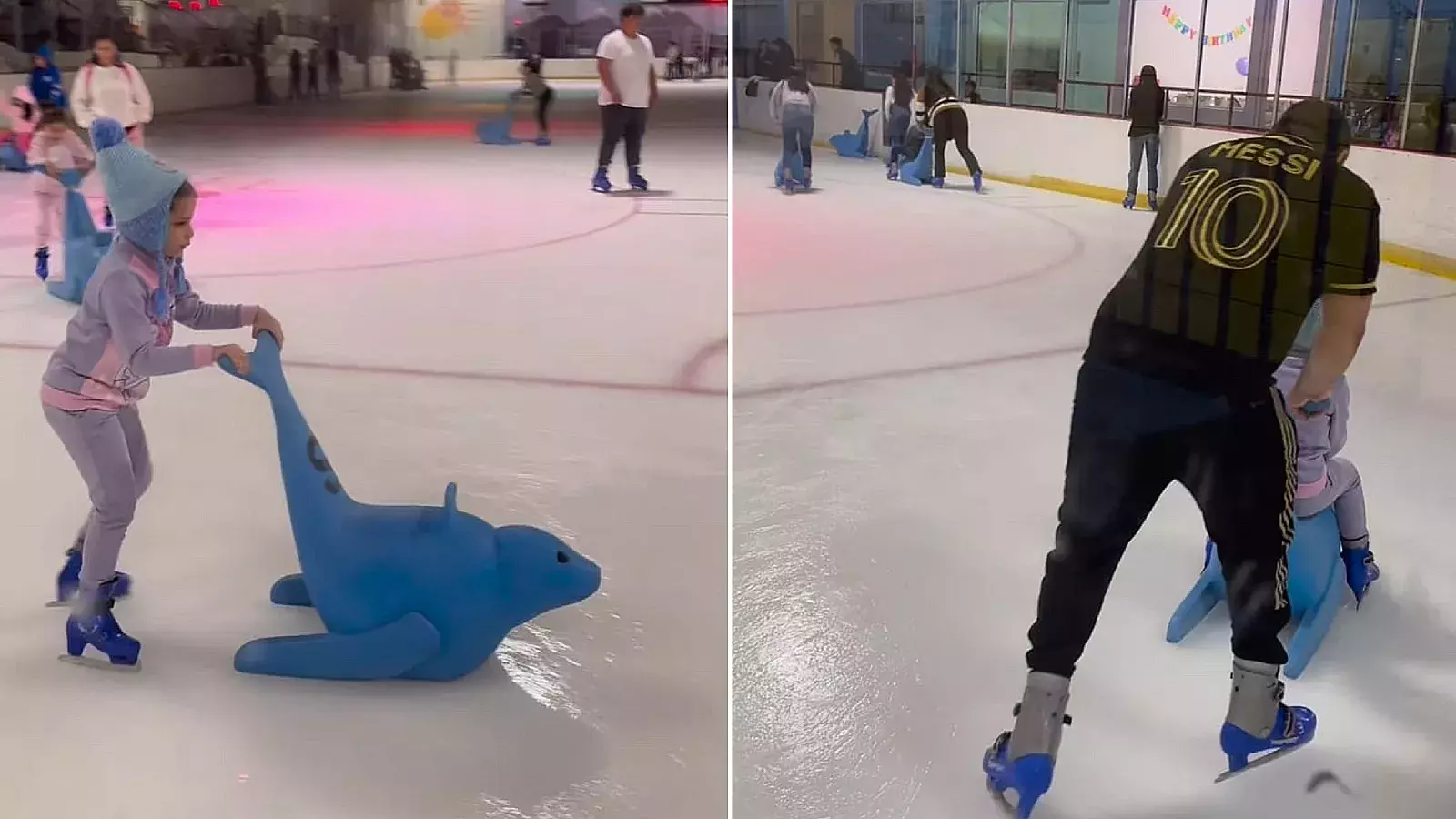 La Diosa sorprende a su hija llevándola a patinar sobre hielo por primera vez en Miami