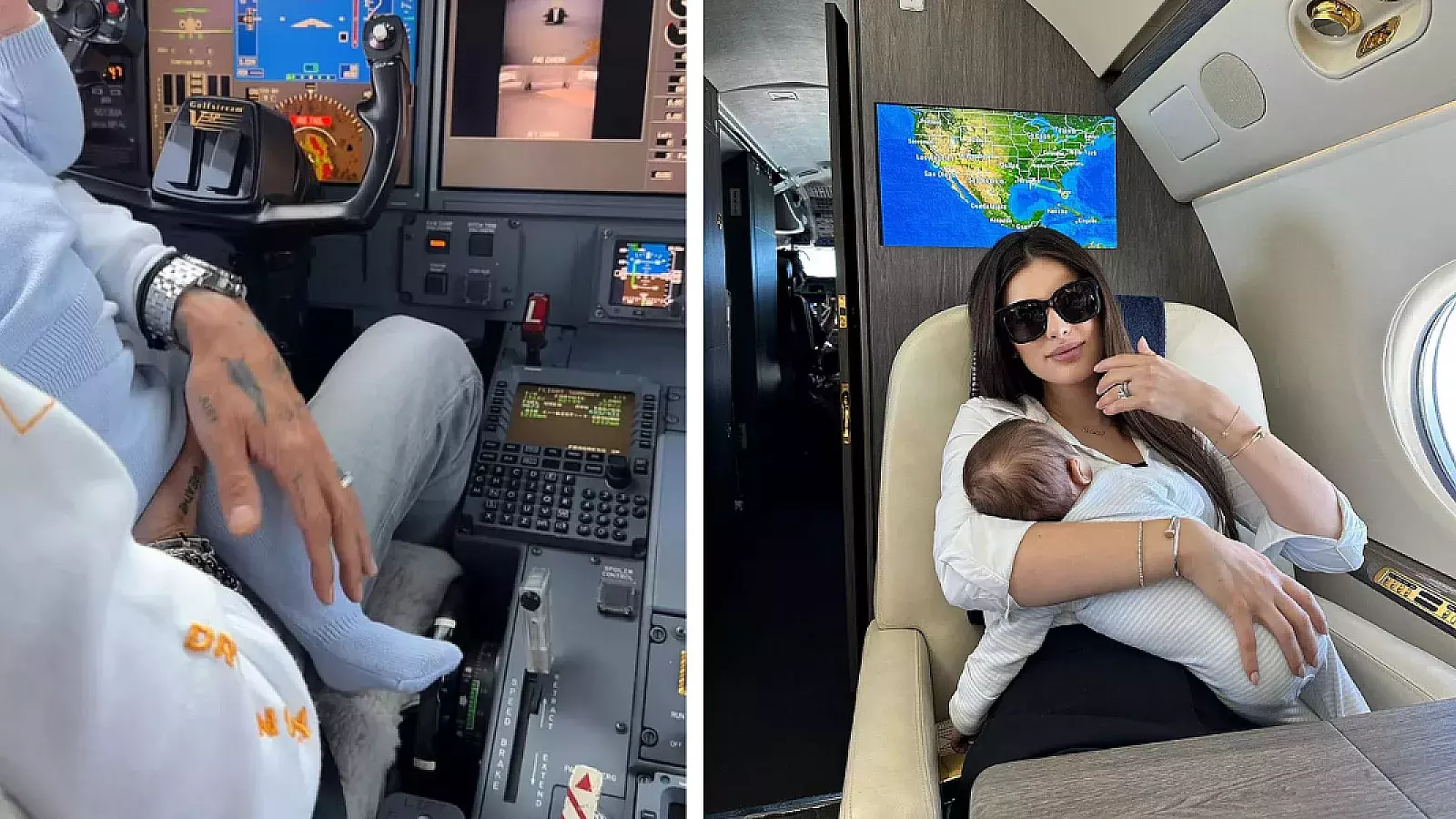 El lado más paternal de Marc Anthony con su bebé en el avión