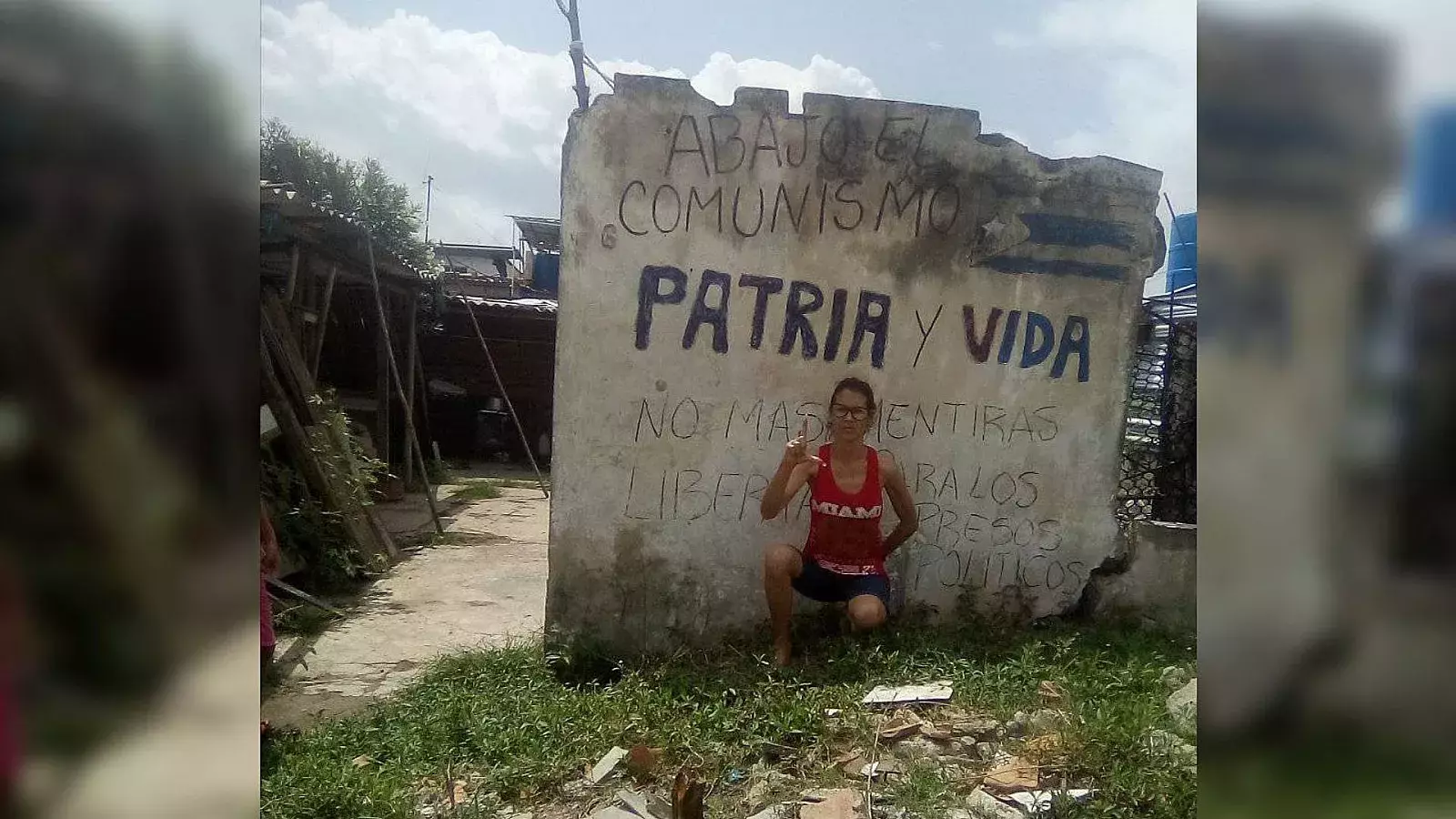 Cartel &quot;Patria y Vida&quot; en La Coloma, Pinar del Río