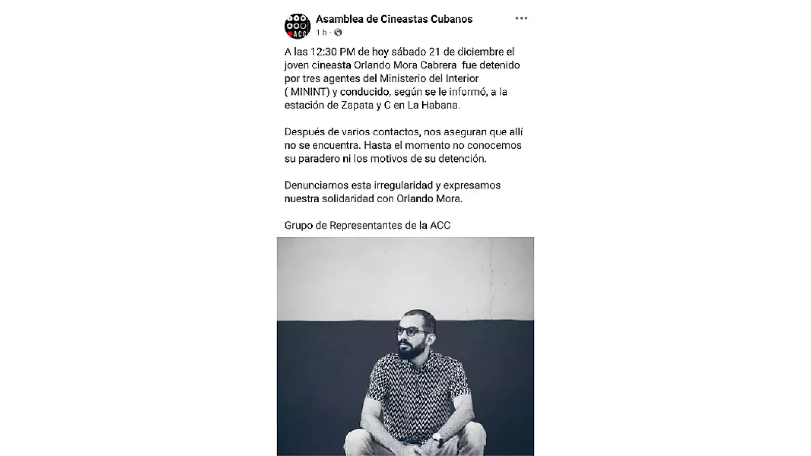 La Asamblea de Cineastas denunció la detención de Mora