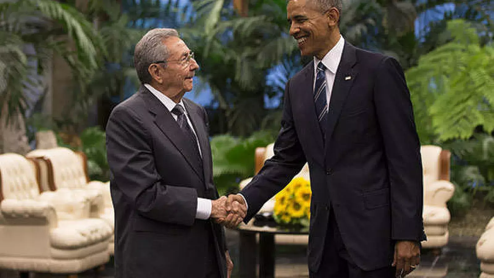 Barack Obama y Raúl Castro en el Palacio de la Revolución, en La Habana