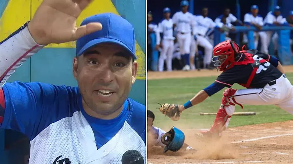 Luis Silva carga contra la pelota cubana