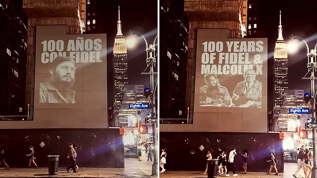 Un polémico anuncio lumínico sobre el dictador Fidel Castro aparece en Nueva York