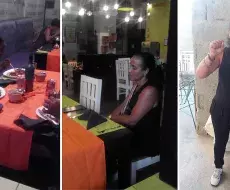 Anyell Valdés y sus hijos en restaurante de La Habana