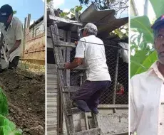 Miguel Betancourt trabajando en el patio de su casa.