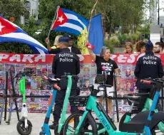 Protesta de cubanos en Bruselas en 2023